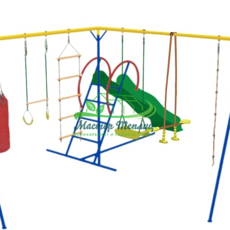 Детский комплекс угловой "Стрекоза-3" с качелями, горкой и грушей